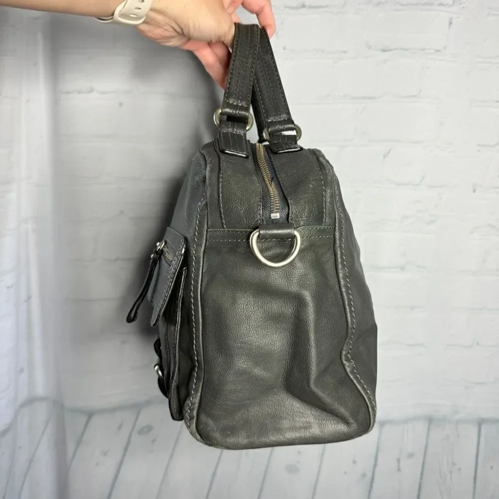 Banana Republic Charcoal Lambskin Leather Slouchy Satchel Hobo Quiet Luxury